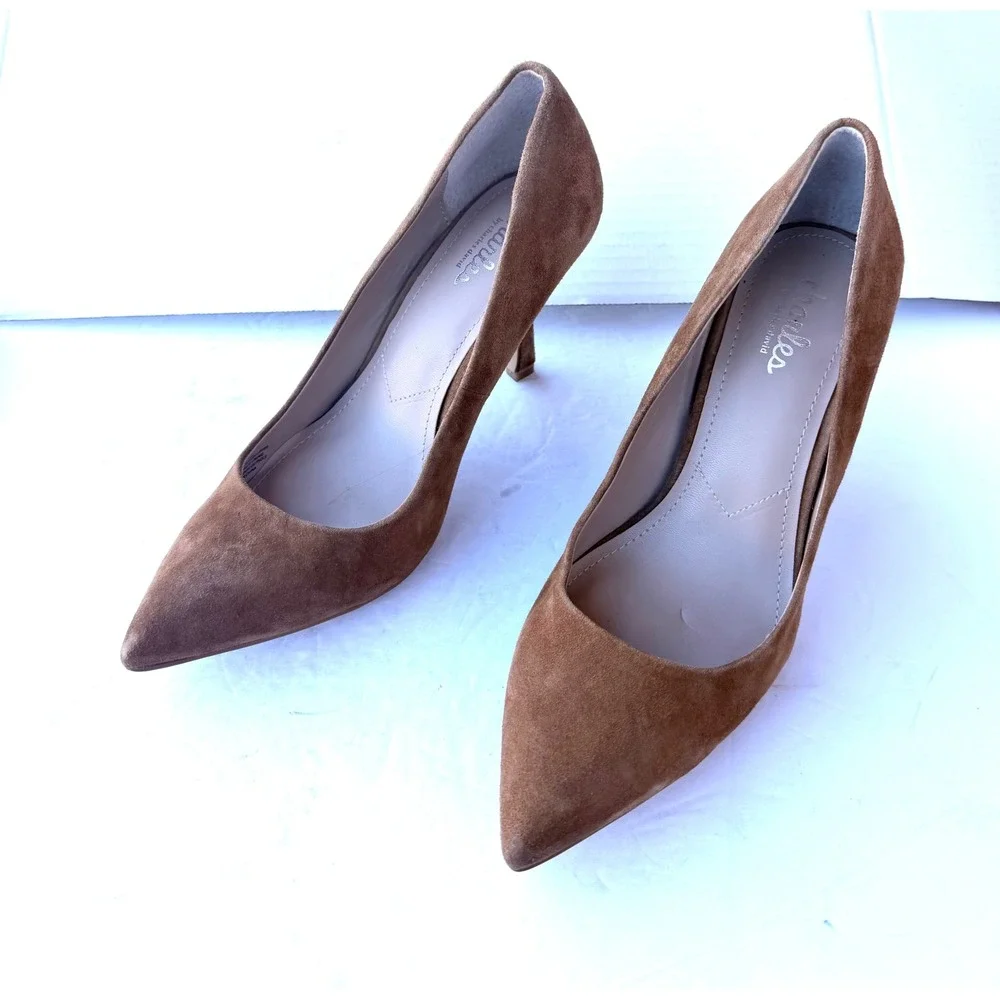 Charles David Charles Tan Light Brown Suede Pointed Toe Stiletto Heel Pumps 8M - Picture 2 of 10